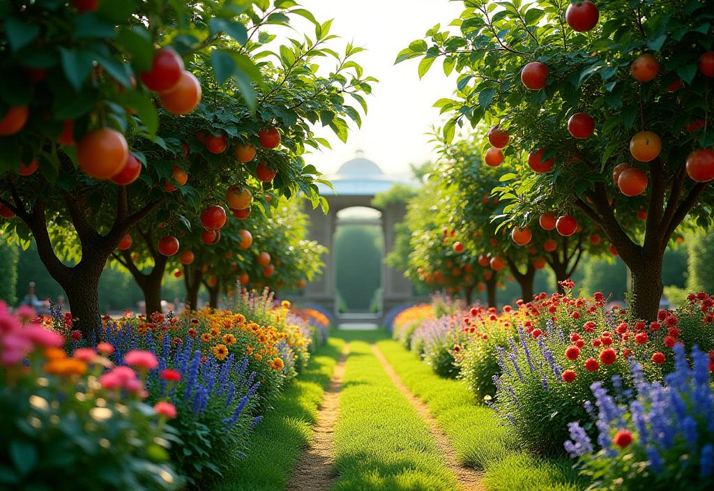 Edible landscaping with fruit trees and berry plants